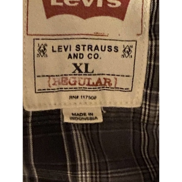 Levis Pearl Snap Shirt Mens XL Black Plaid Check Long Sleeve Western - Picture 4 of 16